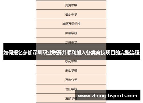 如何报名参加深圳职业联赛并顺利加入各类竞技项目的完整流程